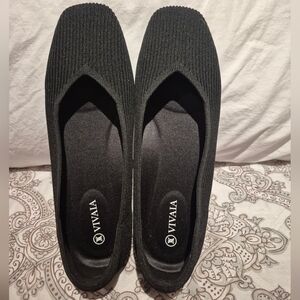 Vivaia Women's Black Knit Margot Square Toe Flats. Almost New! Sells New 129.99
